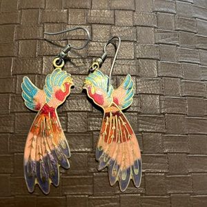 Colorful Pierced peacock earrings